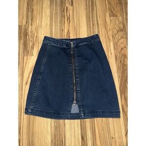 Free People Women's Sz 0 Jean Denim Mini Short Skirt Zipper EUC
